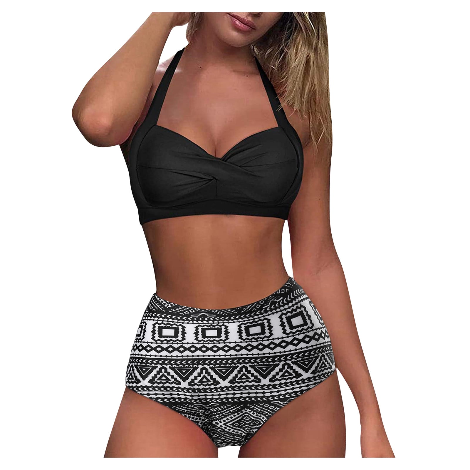 Women Retro Swimsuit High Waisted Bottom Bikini Set Summer Swimwear Two Piece Women Retro Swimsuit High Waisted Bottom Bikini Set Summer Swimwear Two Piece