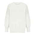 thumbnail image 4 of TFEOQRY Pullover Sweater for Women Solid Color Rib Knitwear Long Sleeved Round Neck Sweater Top White, 4 of 8