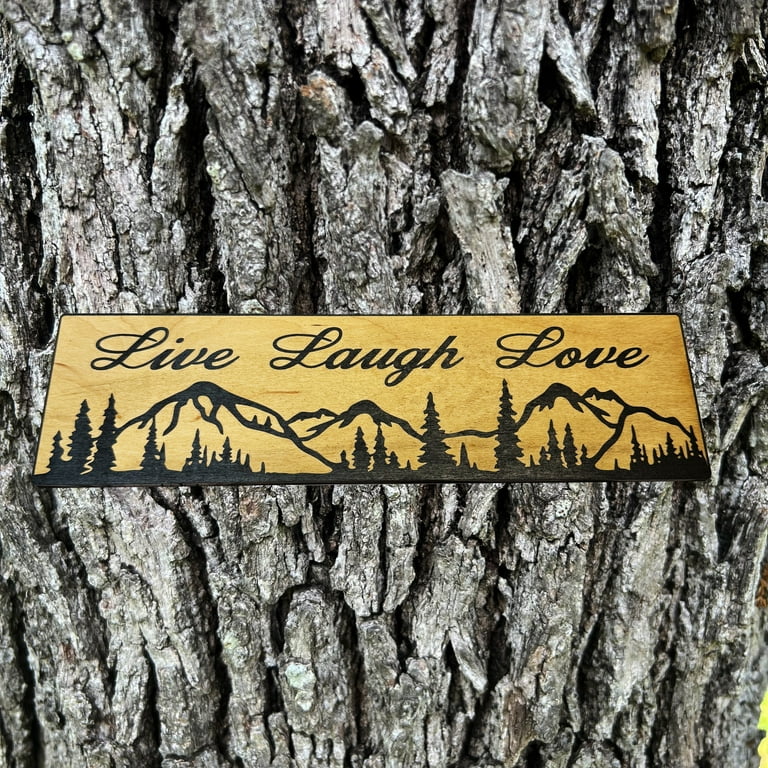 Live Laugh Love Mountain Scene - BLACK Sign 4x12 Live Laugh Love Mountain Scene - BLACK Sign 4x12