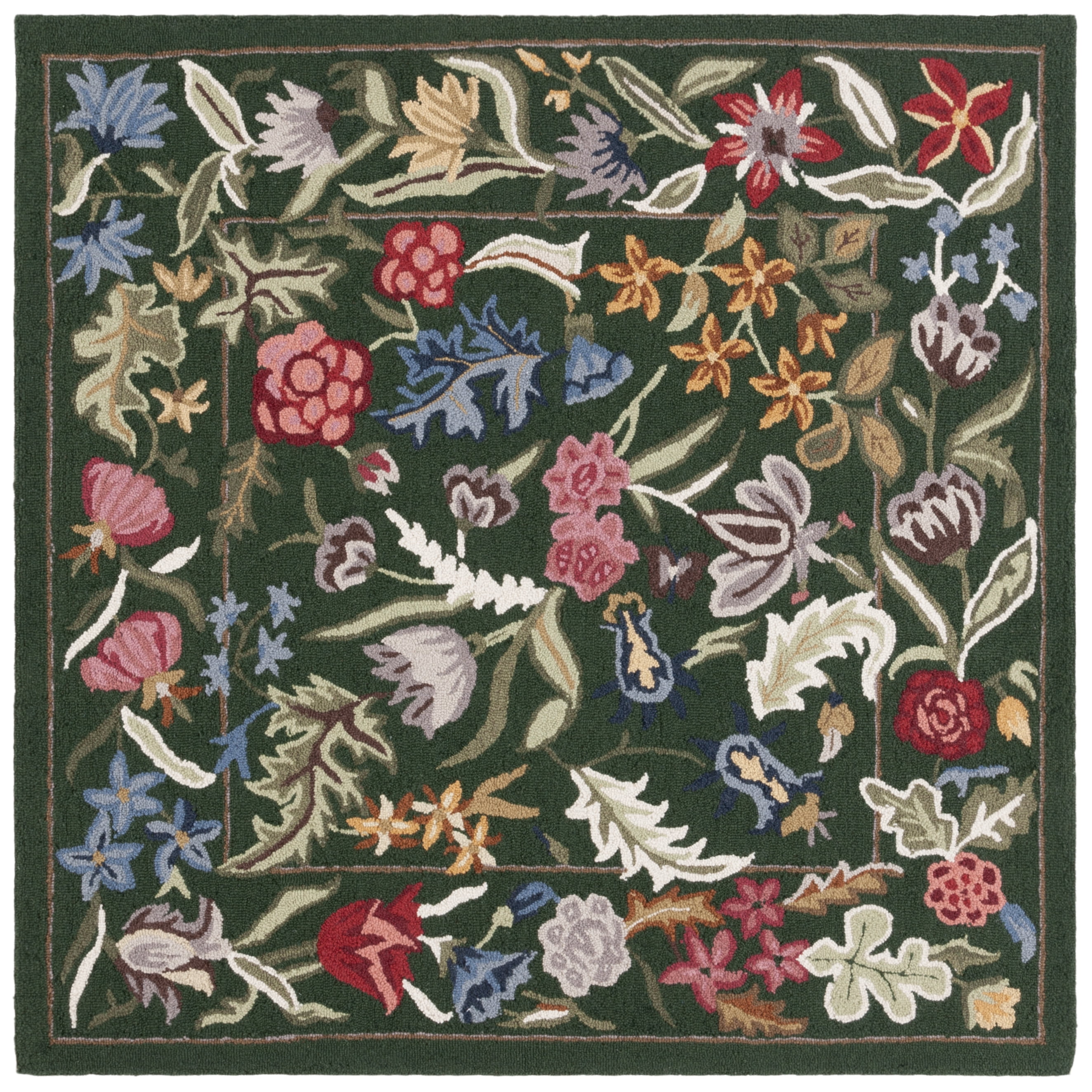 Safavieh Chelsea Mabelle Floral Wool Area Rug, Green/Pink, 7' x 7' Square