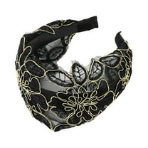 1 Pc Elegant Embroidery Lace Wide Hairband for Women for Girls 5.91"x5.12" Black