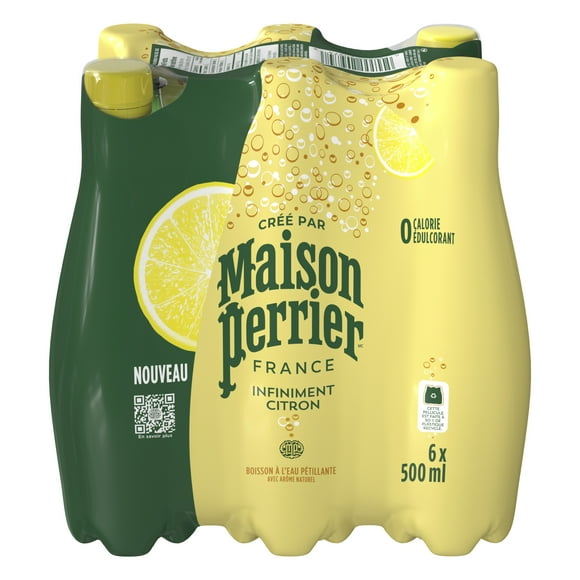Maison Perrier Forever Lemon, Sparkling Water Beverage, Natural Lemon Flavour, No Calories, No Sweeteners, No Sodium, Sourced & Bottled In France, 3 L