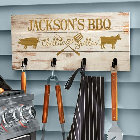 Personalized Chillin' & Grillin' Wood Tool Rack