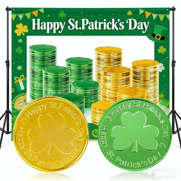 HJuyYuah 50 PCS St. Patricks Day Decorations Plastic Gold Coins, Saint Patrick's Day Decorations and Favors