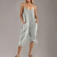 thumbnail image 2 of FRSASU Jumpsuits for Women Casual Summer Solid Overalls Sleeveless Pocket Spaghetti Strap Romper Jumpers Trendy Beach Vacation Outfits Gray, 2 of 6