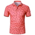 thumbnail image 1 of Birdeem Men Casual Button Short Sleeve Print Turndown Pullover T-Shirt Tops, 1 of 9