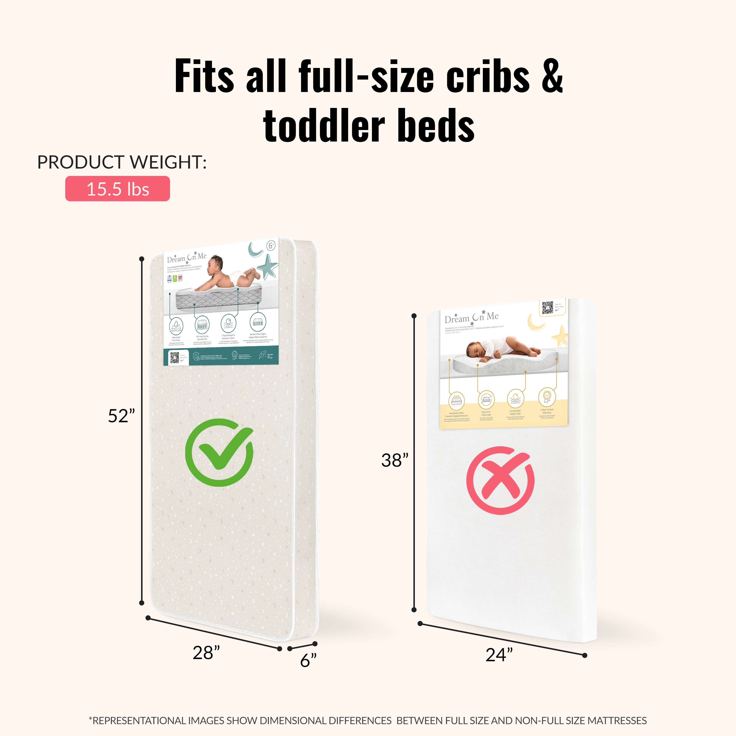 Dream On Me Starry Night Crib and Toddler Mattress / Greenguard Gold environment safe baby mattress, Grey Stars Vinyl Cover