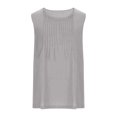 thumbnail image 5 of KHONTS Linen Plus Size Tank Tops for Women Crewneck Pleated Front Sleeveless Summer Holiday Shirts Grey S, 5 of 5