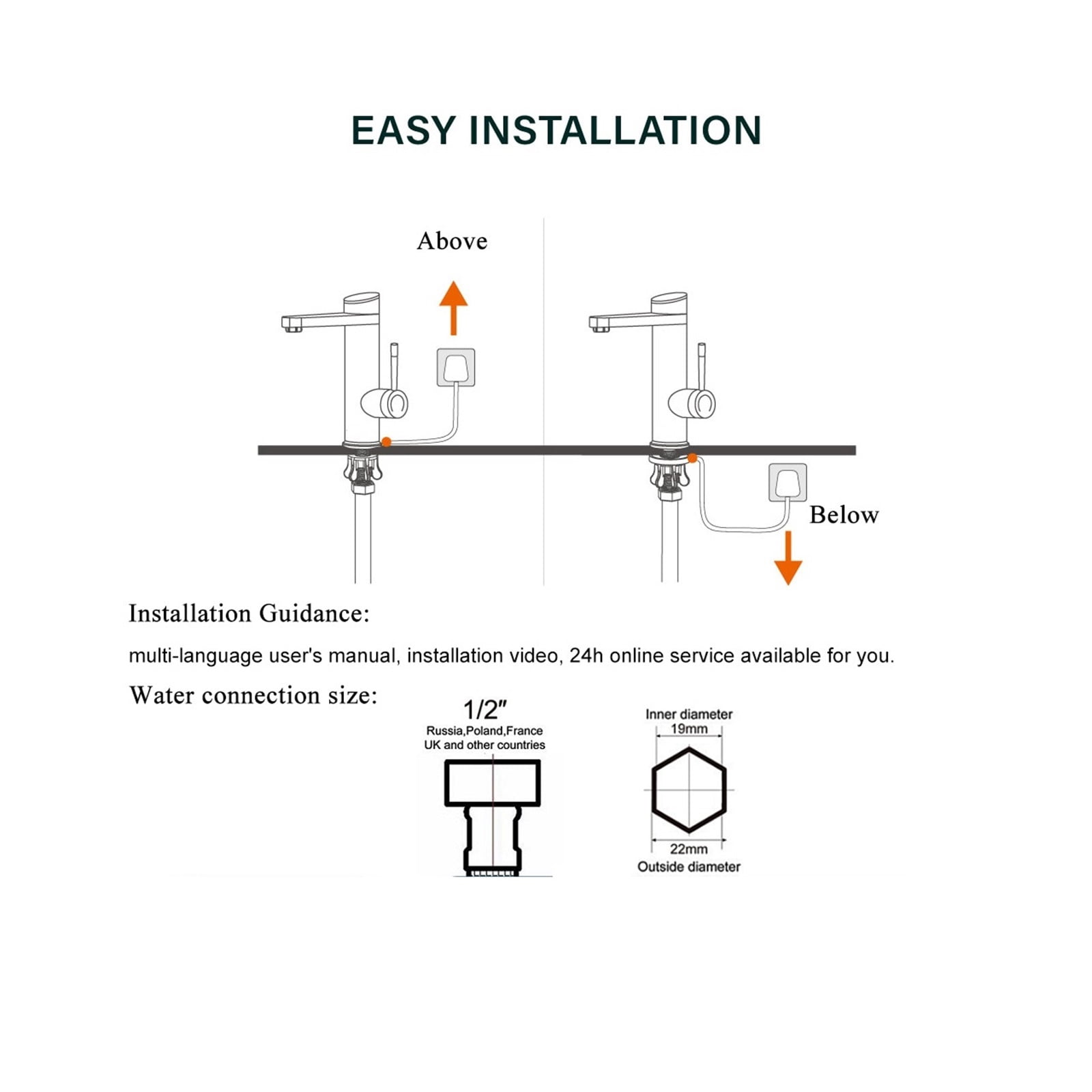 Electric Water Heater 2 in 1 Basin Faucet Heated Water Tap 120° Swivel Electric Faucet Heater For Home Robinet ,Easy Installation