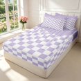thumbnail image 2 of Manfei Modern Plaid Zipper Full Size Comforter Sets with Fitted Sheet and 2 Pillowcases,Contemporary Checkered Zipper Bedding Set,Purple White,Polkadot Reversible,4pcs, 2 of 8