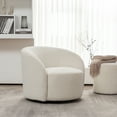 thumbnail image 5 of 34" W Mid Century Modern Swivel Barrel Chair, Round Upholstered Boucle Swivel Accent Chairs, No Assembly Sofa Chair for Living Room Bedroom Reading Apartment Lounge Nursery(Cream), 5 of 14
