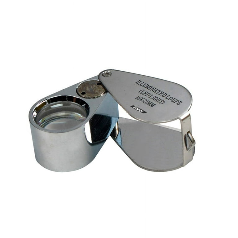 10x, LED & UV light Jewelers Loupe Large 25mm Doublet Lens ideal for  diamond inspection as well as paper currency & part inspection