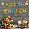 thumbnail image 3 of Feliz cartel de Pascua, conejito colorido, huevos de Pascua, cartel de zanahoria, guirnalda, signos, decoraciones para el día de Pascua con temática de primavera para el hogar, 3 of 5