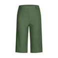 thumbnail image 7 of Fanxing Women's 15" Long Shorts Casual Cargo Capris Summer Elastic Waist Hiking Cargo Shorts Lightweight Below The Knee Capri Cropped Pants with Pockets Green,XXXXL, 7 of 7