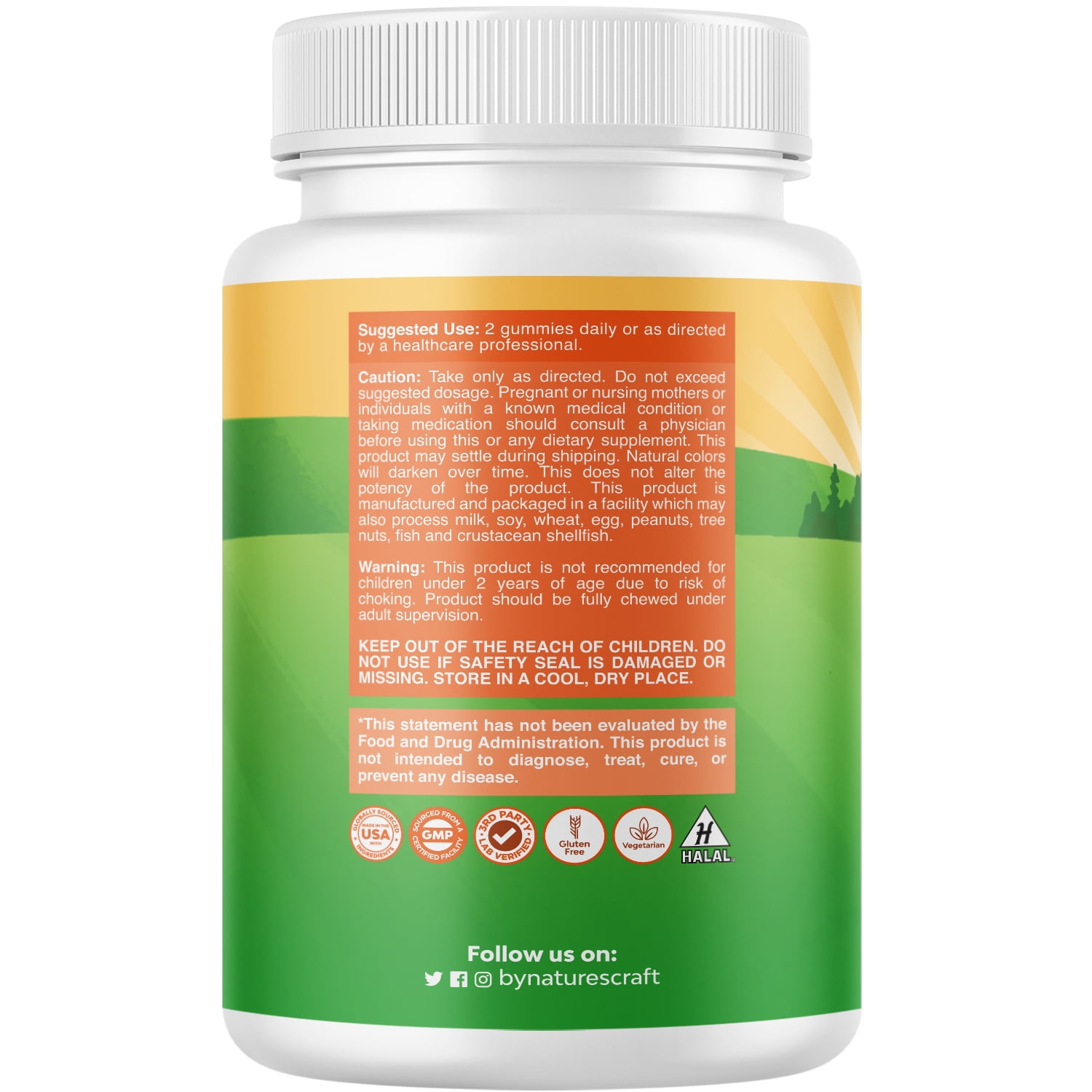 Natures Craft Kids Multivitamin Gummies, Plant Based Immune Support Supplement, 180 Count