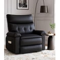 thumbnail image 1 of Gaderth 360° Swivel Massage Recliner Chair, Swivel Nursery Rocker Recliner with Remote Control, Manual PU Leather Reclining Sofa Chair with Side Pocket, Modern Lounge Seat for Living Room Nursery, 1 of 7