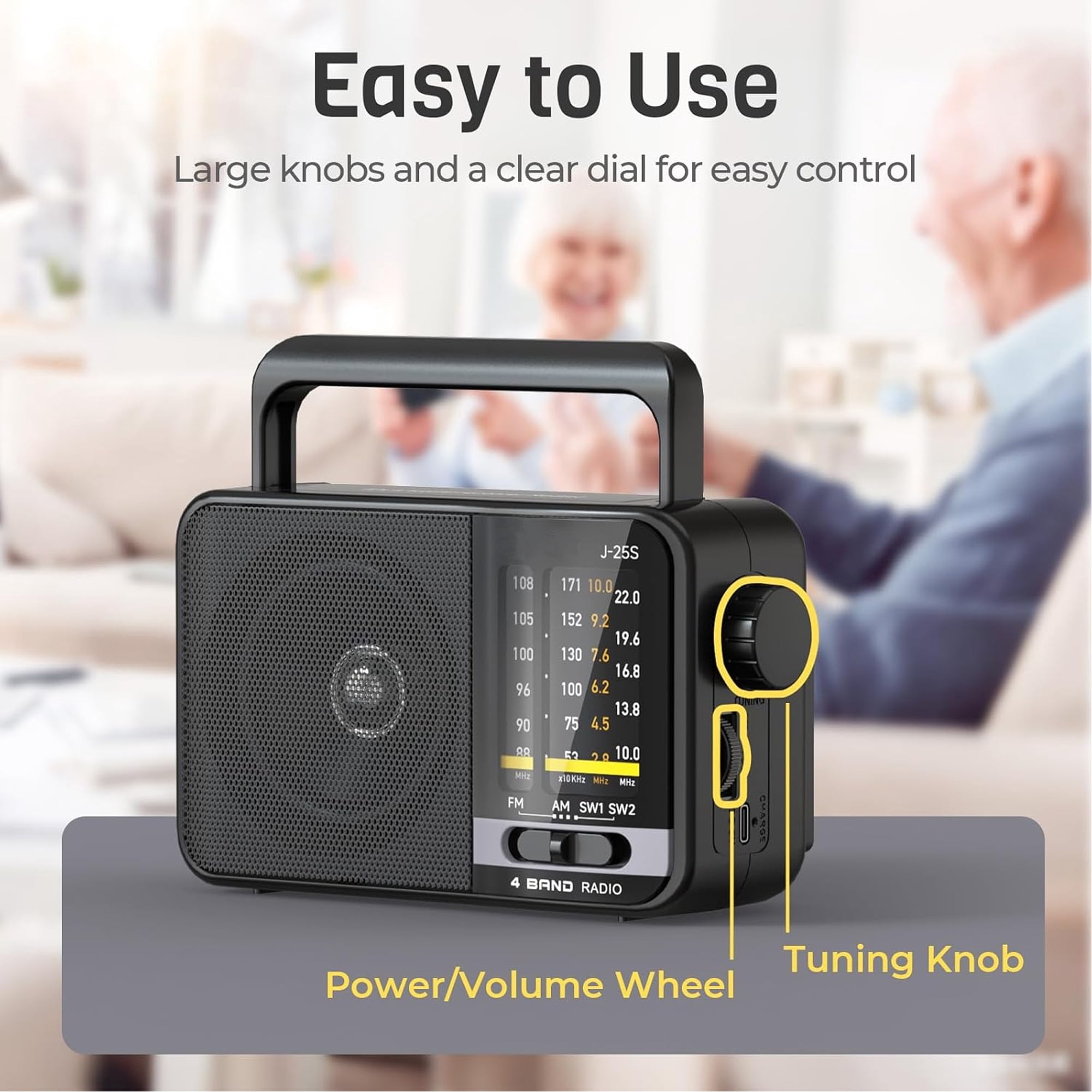 Portable AM / FM Radio,Small Operated Analog Radio,Portable Shortwave Radio,Battery Powered or DC USB,Suitable for Home & Outdoor Use,Small Gifts for Seniors Elderly