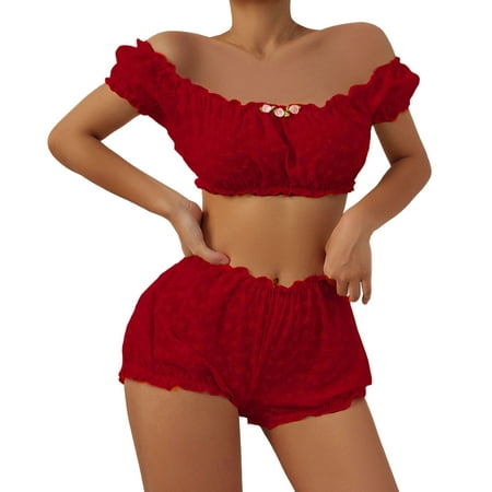 

ForestYashe Lingerie Pajama Sets For Women Set With Garter Belt Teddy Bodysuit Mini Chemise Nightwear Pajamas