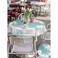 thumbnail image 6 of Outdoor Tablecloth with Umbrella Hole Zipper Teal Ombre Sky Retro Round Tablecloth 60" Waterproof Outside Table Cloth Modern Rustic Clouds Landscape Patio Table Cover Tablecloths for Picnic Party, 6 of 8