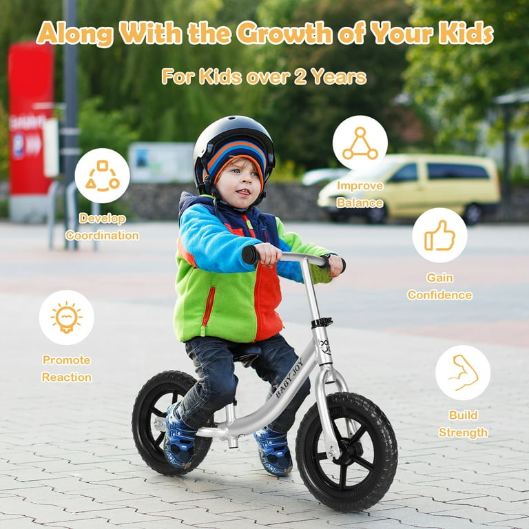 Babyjoy Aluminum Balance Bike for Kids Adjustable No Pedal Training Bicycle Black