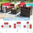 thumbnail image 6 of Lacoo 4-Piece Wicker Outdoor Patio Indoor Conversation Set with Cushions, Brown/Red, 6 of 7