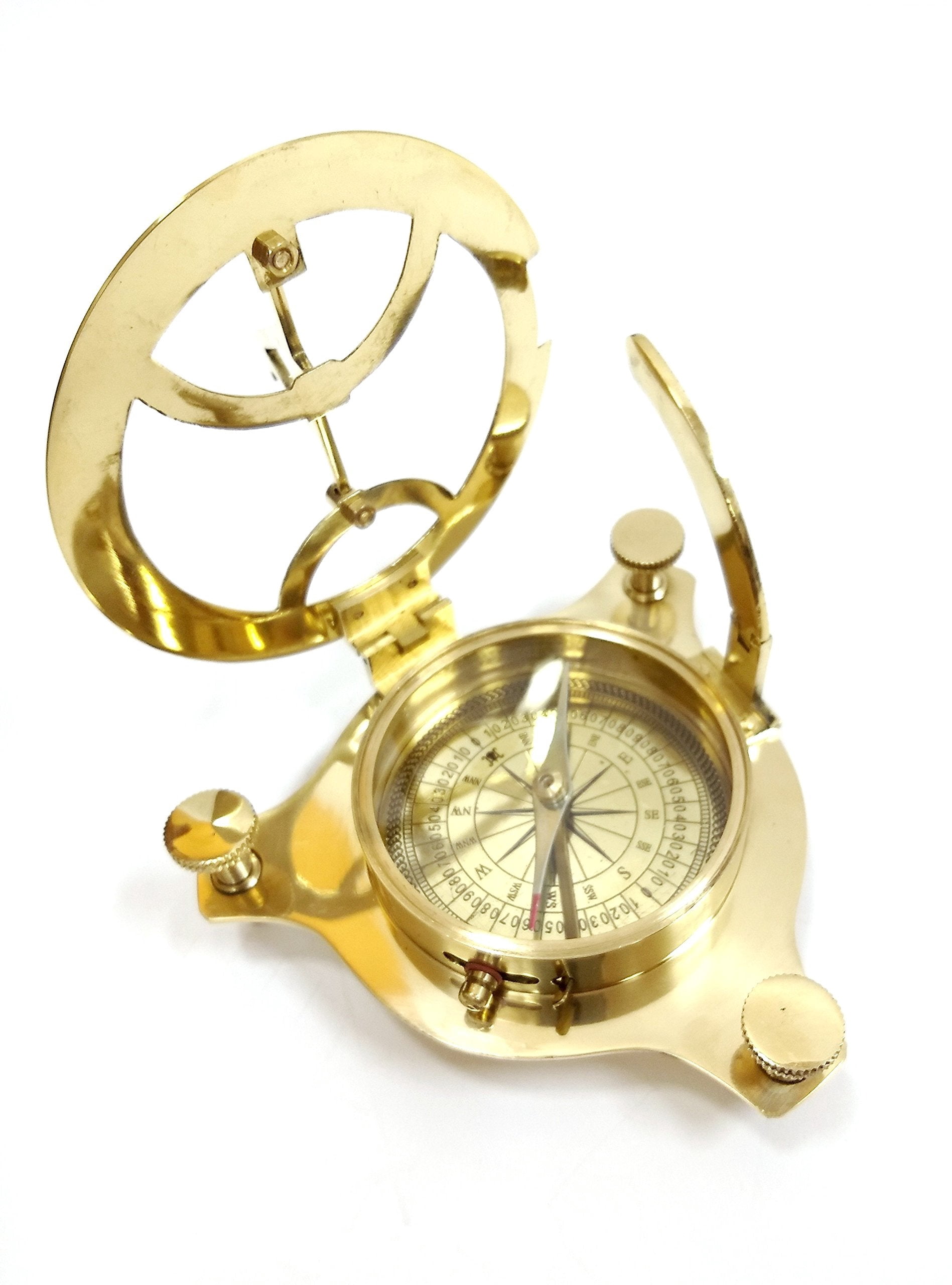 india overseas trading corp 4.5" brass sundial compass