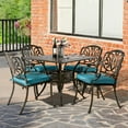 thumbnail image 7 of MEETWARM 5-Piece Outdoor Patio Dining Set, All-Weather Cast Aluminum Patio Conversation Set for Backyard Garden Deck with 4 Chairs, 4 Cushions and 35.4" Square Table, 2.2" Umbrella Hole, Ocean Blue, 7 of 7