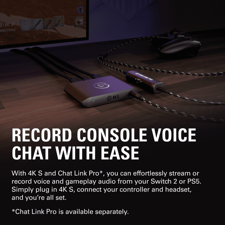 Elgato Game Capture 4K S with Chat Link Pro – 4K60, 1440p120