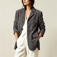 thumbnail image 2 of Hueook 2026 Suede Blazers for Women Business Casual Ladies' Casual Fashion Lapel with Pocket Buttons Long Sleeve Gray 2X, 2 of 6