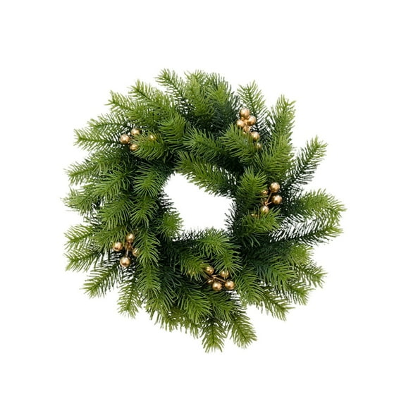 14" Artificial Christmas Wreath with Green Pine & Yellow Berry Christmas Collection Fall Decorations for Home Indoor & Outdoor Christmas Decor