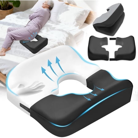 Bed Sore Cushions for Butt, Bedsore Pressure Relief Pillow for Sleeping | Memory Foam|Detachable|T Shaped Donut Pillow Opening Pillow for Sitting,Bedridden Patients, Wheelchair,Machine Washable|Black