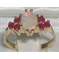 thumbnail image 2 of LBG 14k Yellow Gold Real Genuine Opal and Ruby Womens Band Ring - Size 7, 2 of 5