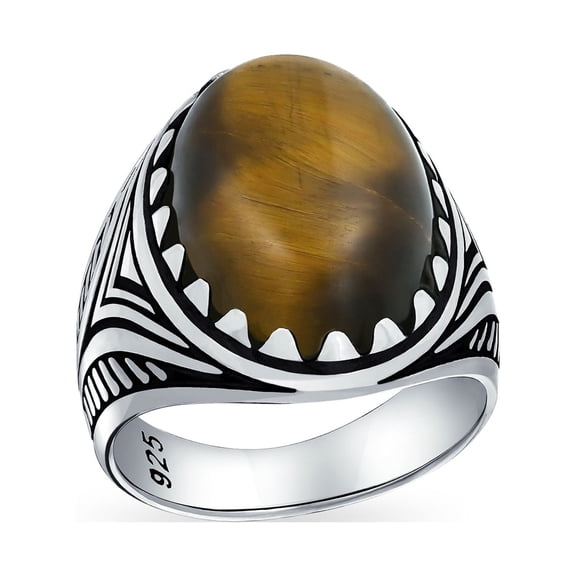 Bling Jewelry Mens Mens Silver Ring Black Onyx Blue Turquoise Tiger Eye Gemstone Lion Claw Design