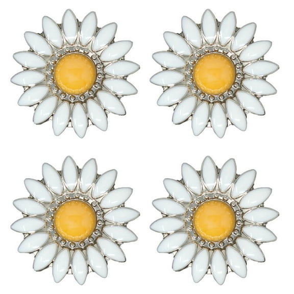 1-1/4" Set of 4 Yellow Flower Western Tack Belt Bag Jewelry Decorative Conchos CO367
