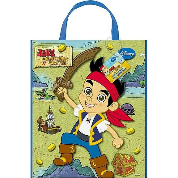 Large Plastic Jake and the Never Land Pirates Favor Bag, 13" x 11"