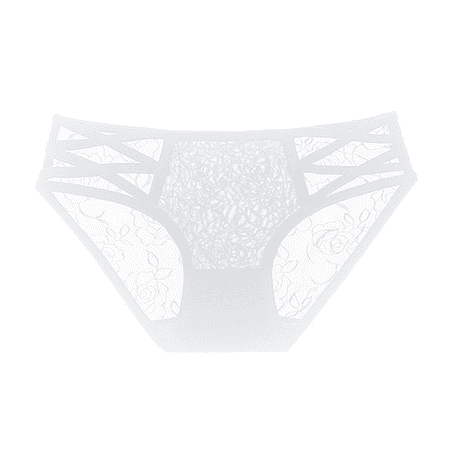 Fulorrnie Women s Lace Thong Underwear Sexy Sheer Mesh Panties Bow Tie Details Breathable Comfort  White  One Size