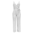 thumbnail image 4 of GaThRRgYP Womens Pants Under $10,Women's Solid Color High-Waisted Sleeveless Off-The-Shoulder Sequin Slim Long Sequin Romper Silver L, 4 of 6