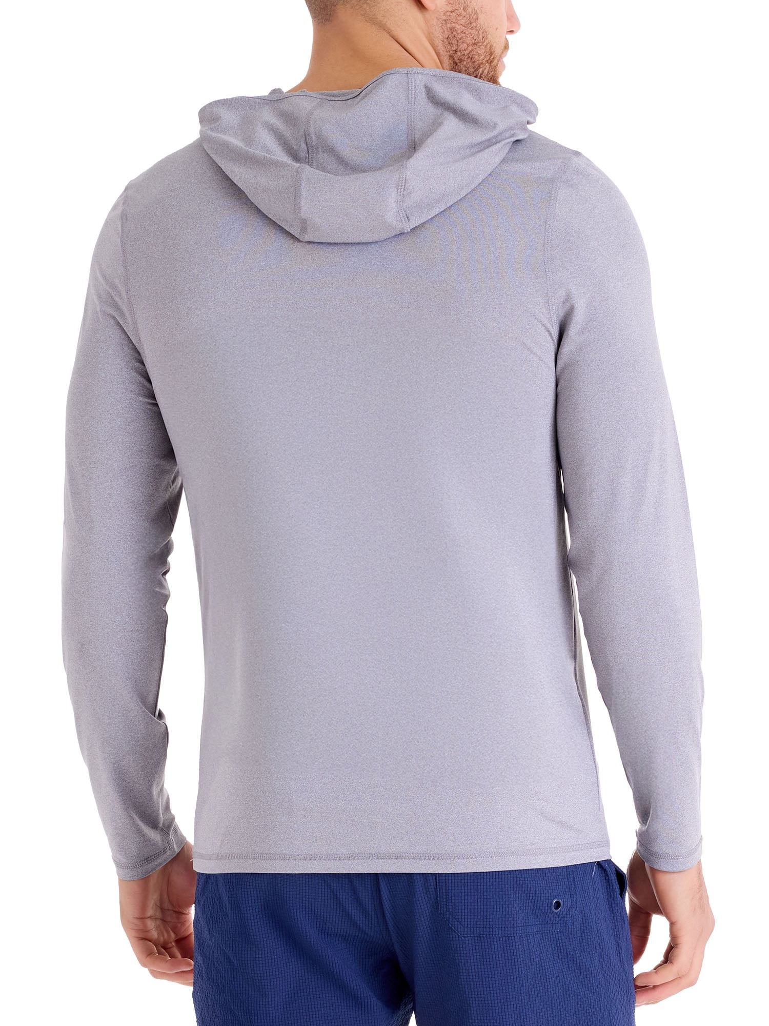 U.S. Polo Assn. Men's Hooded Heather Grey LS Sun Shirt, L
