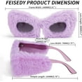 thumbnail image 3 of FEISEDY Women Plush Fuzzy Cat Eye Sunglasses Punk Soft Velvet Shades Ladies Handmade Party Masquerade Eyewear B2877, 3 of 13