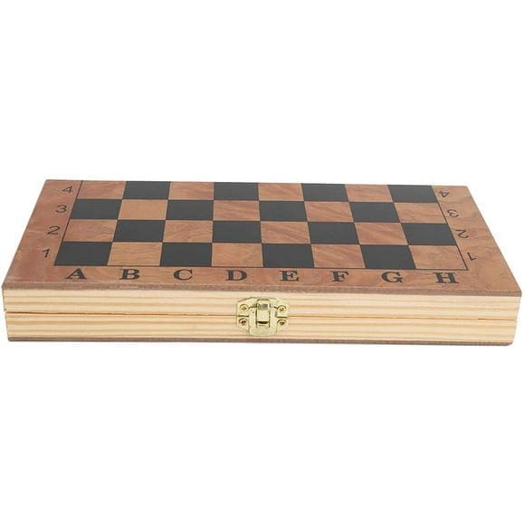 HTOOQChess Set, Wooden Chess with Folding Chess Board 3 in 1 Checkers Backgammon Checkerboard Beginner Board Game with Extra Storage Chessman Box Set Chess for Kids Adults