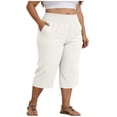 thumbnail image 4 of Diufon Womens Plus Size Capri Pants Summer Elastic High Waist Comfy Capris with Pockets Vacation Beach Trousers, 4 of 9