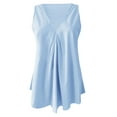 thumbnail image 3 of Prolriy Sleeveless Summer Tops for Women Trendy Women Plus Size Loose V Neck Sleeveless T Shirts Chiffon Pullover Tank Tops Going Out Tops for Women, Womens Tops Blue L, 3 of 5