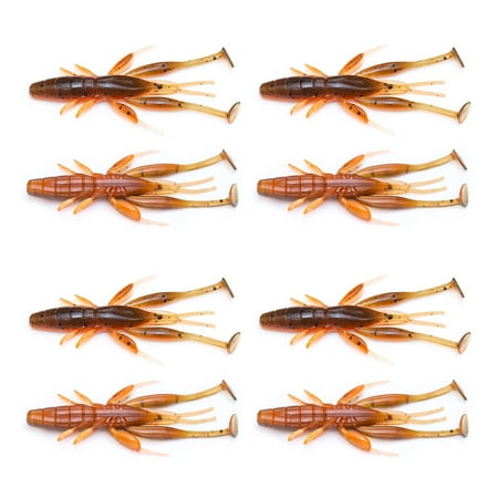 BIBABLYKE 8 PCS Fishing Crawfish Lure Soft Shrimp Baits Lure Artificial Lure Swimbait Soft Plastic Lures for Freshwater Saltwater