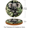 thumbnail image 3 of Koala 6PCS Round Coasters, Microfiber Leather Drink Coasters Set of 6, 11x11 cm/4.3x4.3 in Coaster for Drinks, Heat Cup Coasters, Table Coasters for Home and Office, 3 of 6