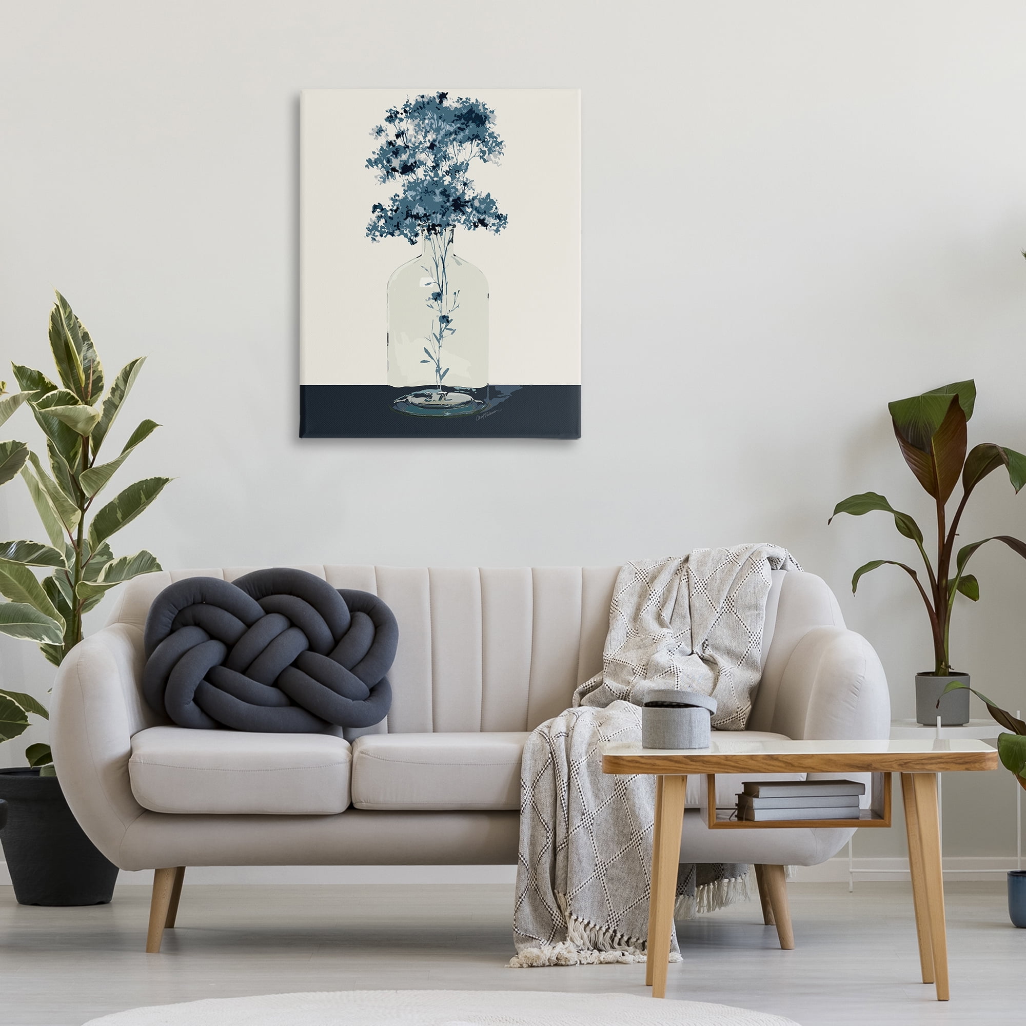 Stupell Industries Blue Nature Sprigs Plants & Flowers Painting Wrapped Canvas Art Print Wall Art, 30 x 40