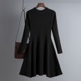 thumbnail image 2 of Sngxgn Women's V Neck Swing Ruffle Long Sleeve Mini Dress(Black,One Size), 2 of 7