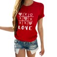 thumbnail image 1 of B91xZ Womens Mode T-Shirt à Manches Courtes Imprimé Col Rond, Rouge S, 1 of 4