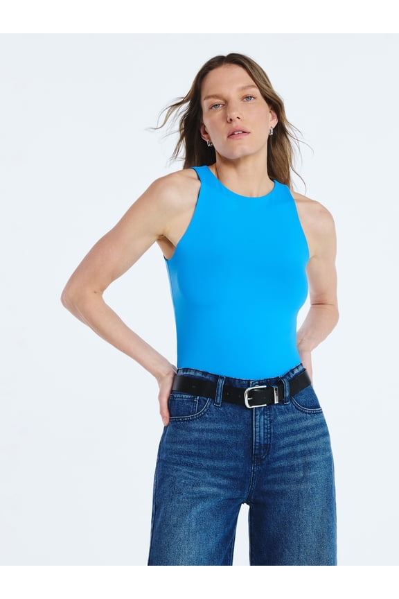 Women's Sleeveless High Neck Contour Top, Sizes XS-XXL