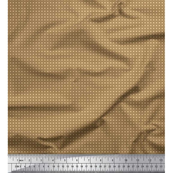 Soimoi Brown Viscose Chiffon Fabric Artistic Geometric Print Sewing Fabric Yard 42 Inch Wide