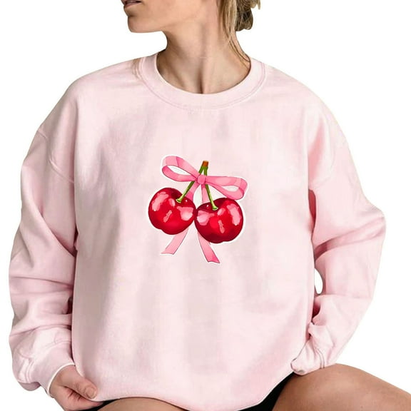 LYXSSBYX Sweatshirts for Women Loose Fit Women's Bow Sweatshirt Cute Long Sleeve Round Neck Pullover Top